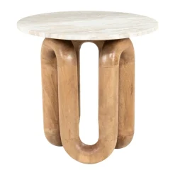 Marmere bijzettafel met hout - By-Boo LoopStone