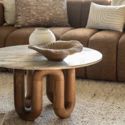 Marmere salontafel met hout - By-Boo LoopStone