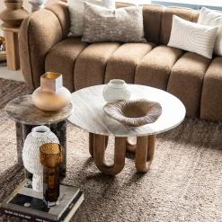Marmere salontafel met hout - By-Boo LoopStone