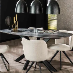 Marmer look eettafel deens ovaal - Giani Marmer Melamine