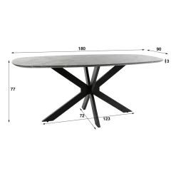 Marmer look eettafel deens ovaal - Giani Marmer Melamine