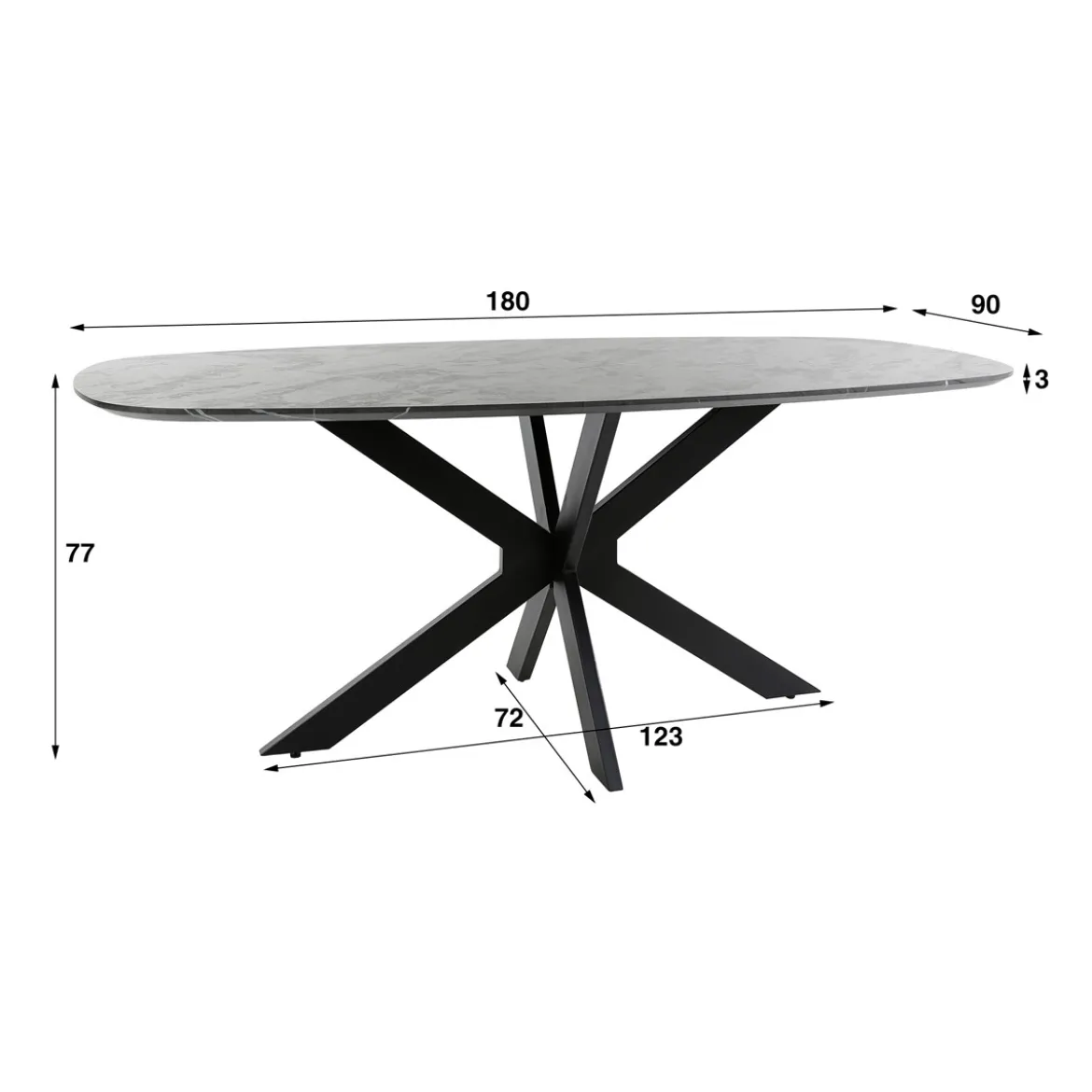 Marmer look eettafel deens ovaal - Giani Marmer Melamine