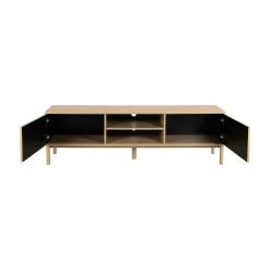 Mat beige tv-meubel met ribbels - Bodio Solly