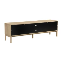 Mat beige tv-meubel met ribbels - Bodio Solly