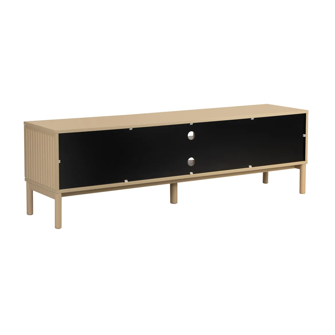 Mat beige tv-meubel met ribbels - Bodio Solly