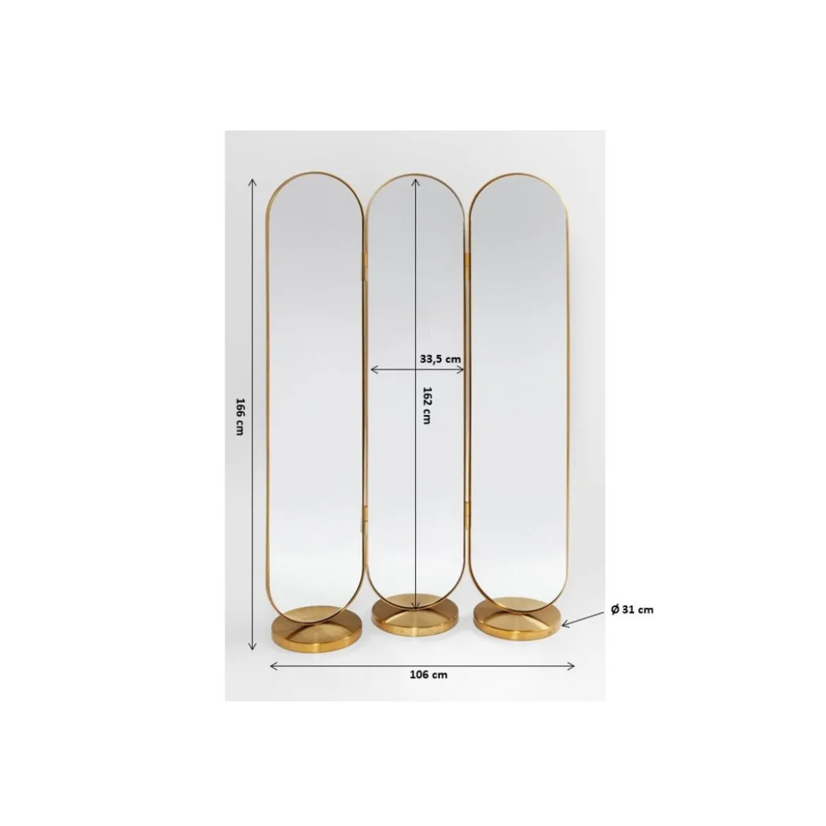 Messing spiegel kamerscherm - Kare Design Curve
