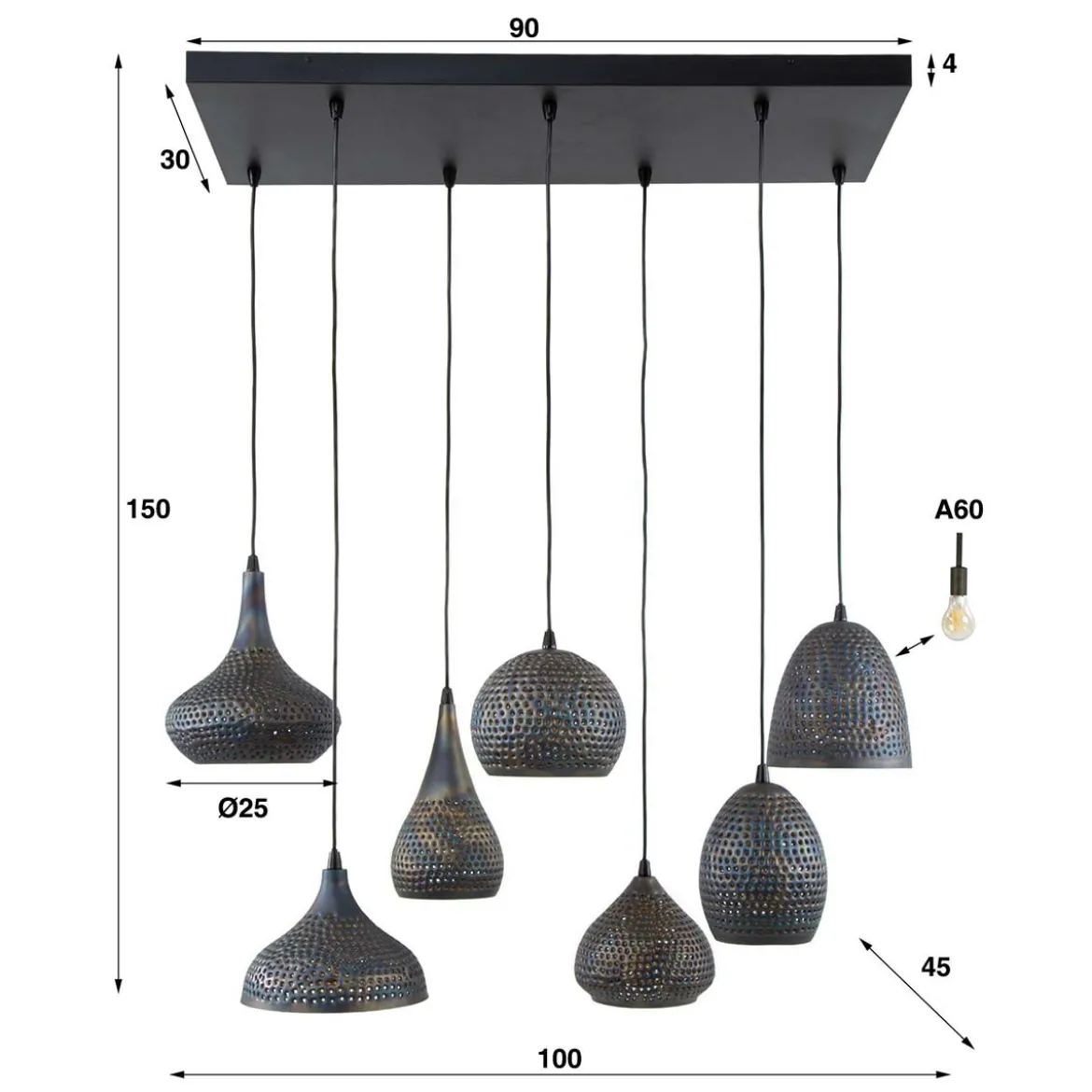 Metalen hanglamp met gaatjes - Santa Punch Mix