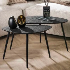 Metallic antraciet bijzettafel set van 2 - Giani Metallic