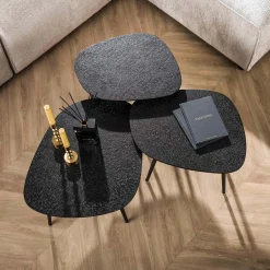 Metallic antraciet salontafel set organisch - Giani Iron