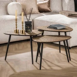 Metallic brons salontafel set organische vorm - Giani Iron