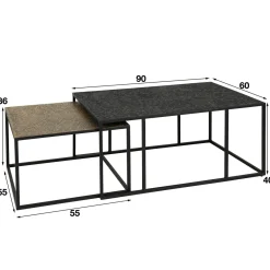 Metallic salontafelset rechthoekig - Giani Iron