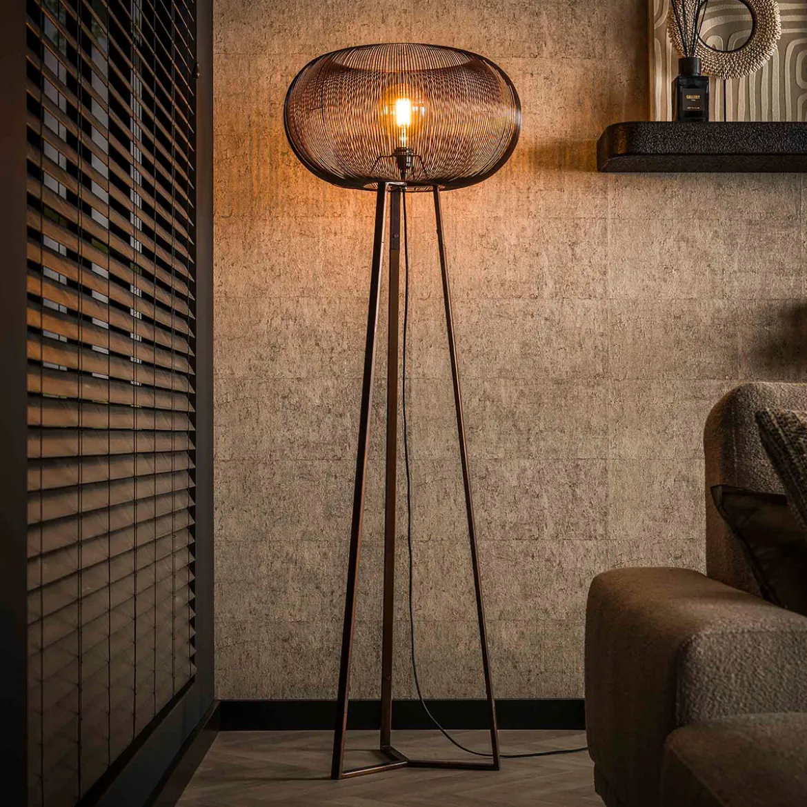 Minimalistische vloerlamp staaldraad - Santa Disk Wire