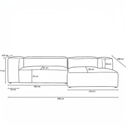 Moderne bank met chaise longue samenstellen - Bodio Luke