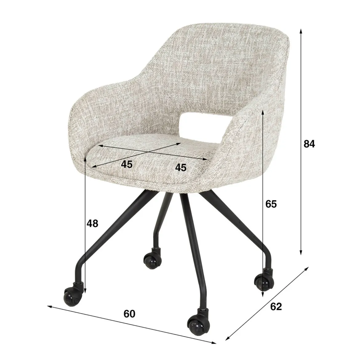 Moderne eetkamerstoel op wieltjes - Giani Spring
