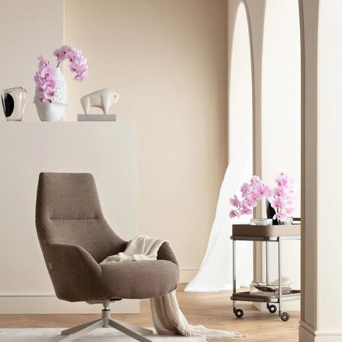 Moderne fauteuil draaibaar taupe - Kare Design Mimi
