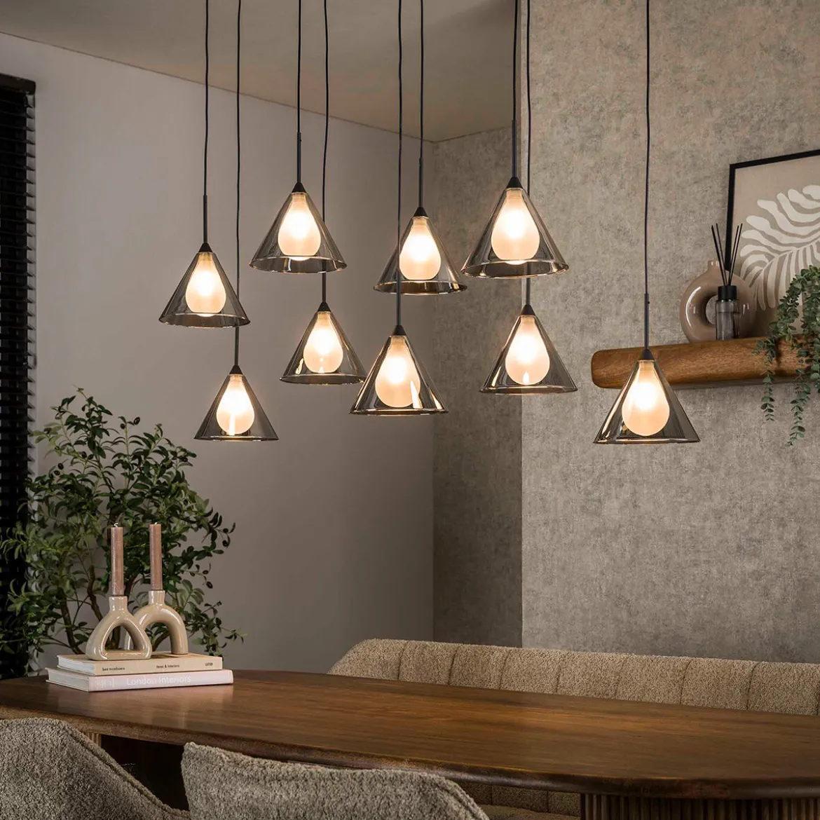 Moderne hanglamp grijs rookglas - Santa Taps