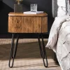 Nachtkastje hout met ribbels - Giani Wave