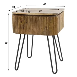 Nachtkastje hout met ribbels - Giani Wave