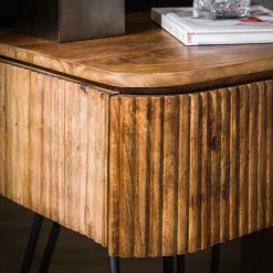 Nachtkastje hout met ribbels - Giani Wave