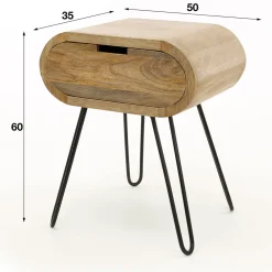 Nachtkastje met ronde hoeken mango hout - Giani Barrel