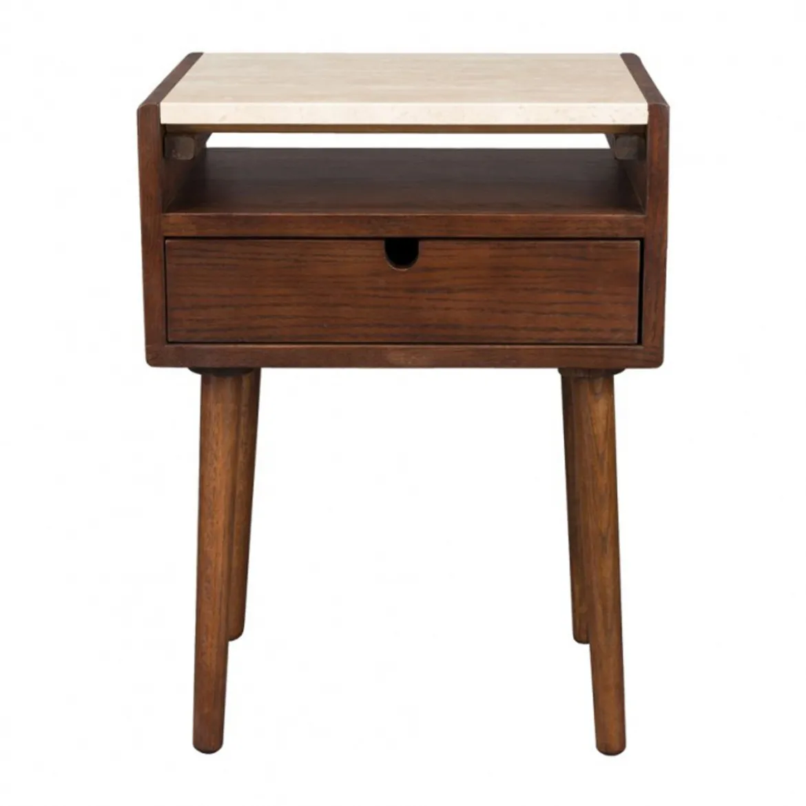 Nachtkastje travertin walnoot - Dutchbone Arda