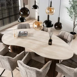 Niervormige eettafel travertin 215 cm - Giani Romano