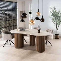Niervormige eettafel travertin 215 cm - Giani Romano