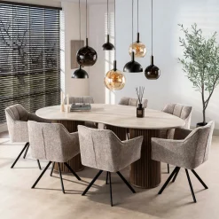 Niervormige eettafel travertin 215 cm - Giani Romano