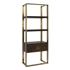 Open wandkast messing met hout - Kare Design Osaka