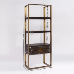 Open wandkast messing met hout - Kare Design Osaka
