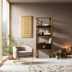 Open wandkast messing met hout - Kare Design Osaka