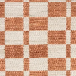 Oranje wit vloerkleed met vakjes - Zuiver Checker