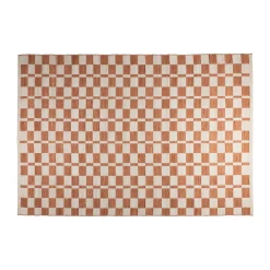Oranje wit vloerkleed met vakjes - Zuiver Checker