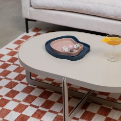 Oranje wit vloerkleed met vakjes - Zuiver Checker