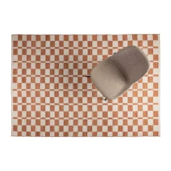 Oranje wit vloerkleed met vakjes - Zuiver Checker