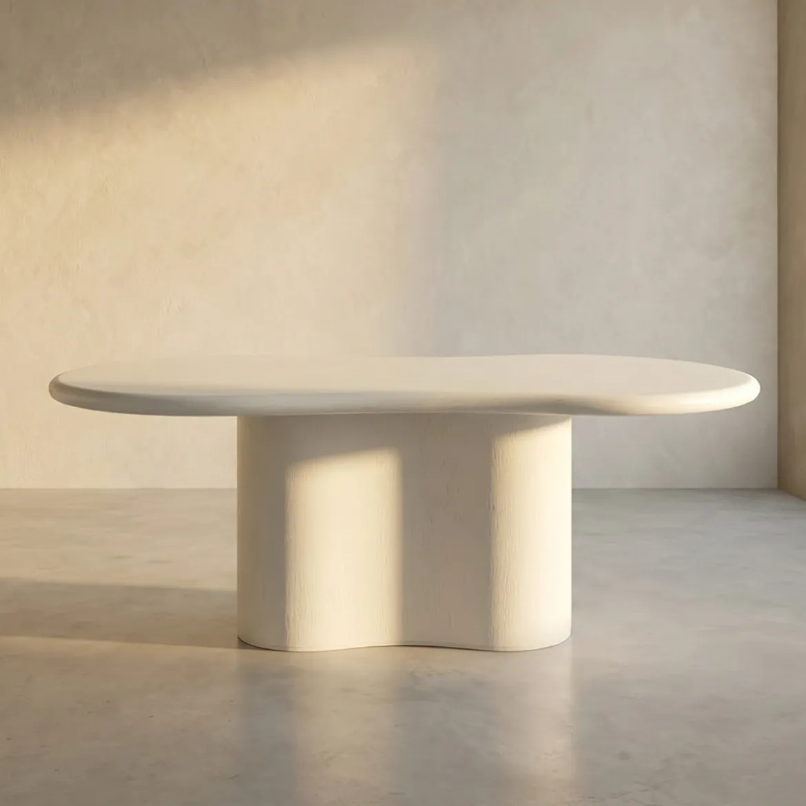 Organische eettafel beige betonlook - Bodio Seseh