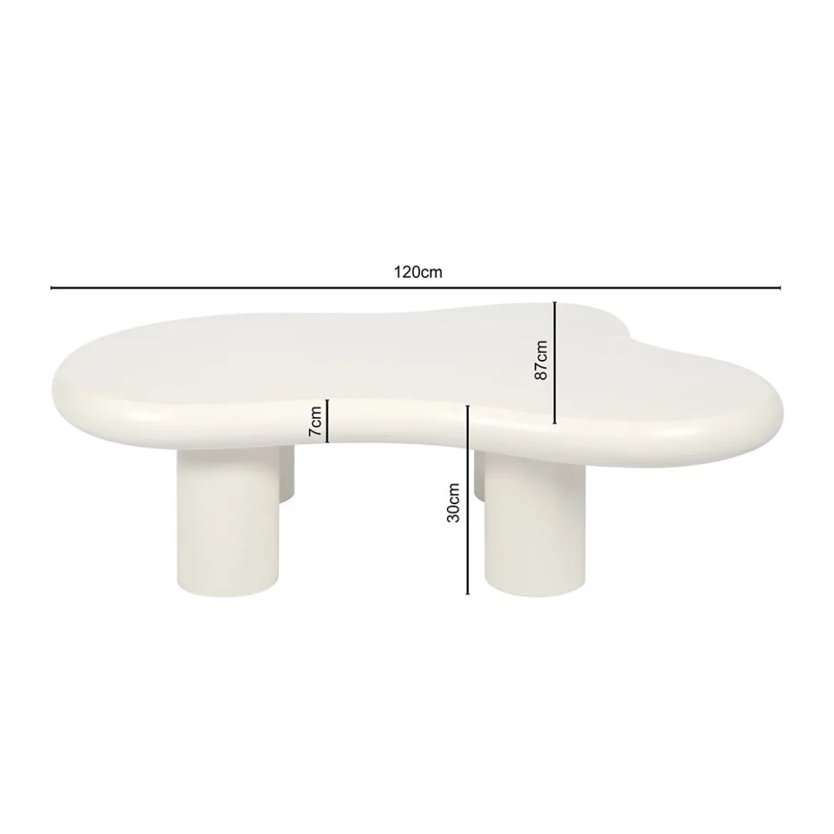 Organische salontafel creme wit - Bodio Cloud
