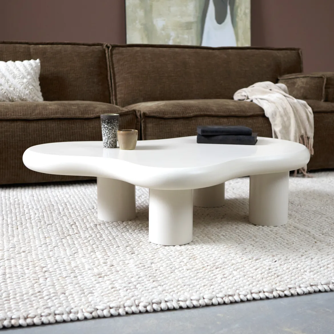 Organische salontafel creme wit - Bodio Cloud