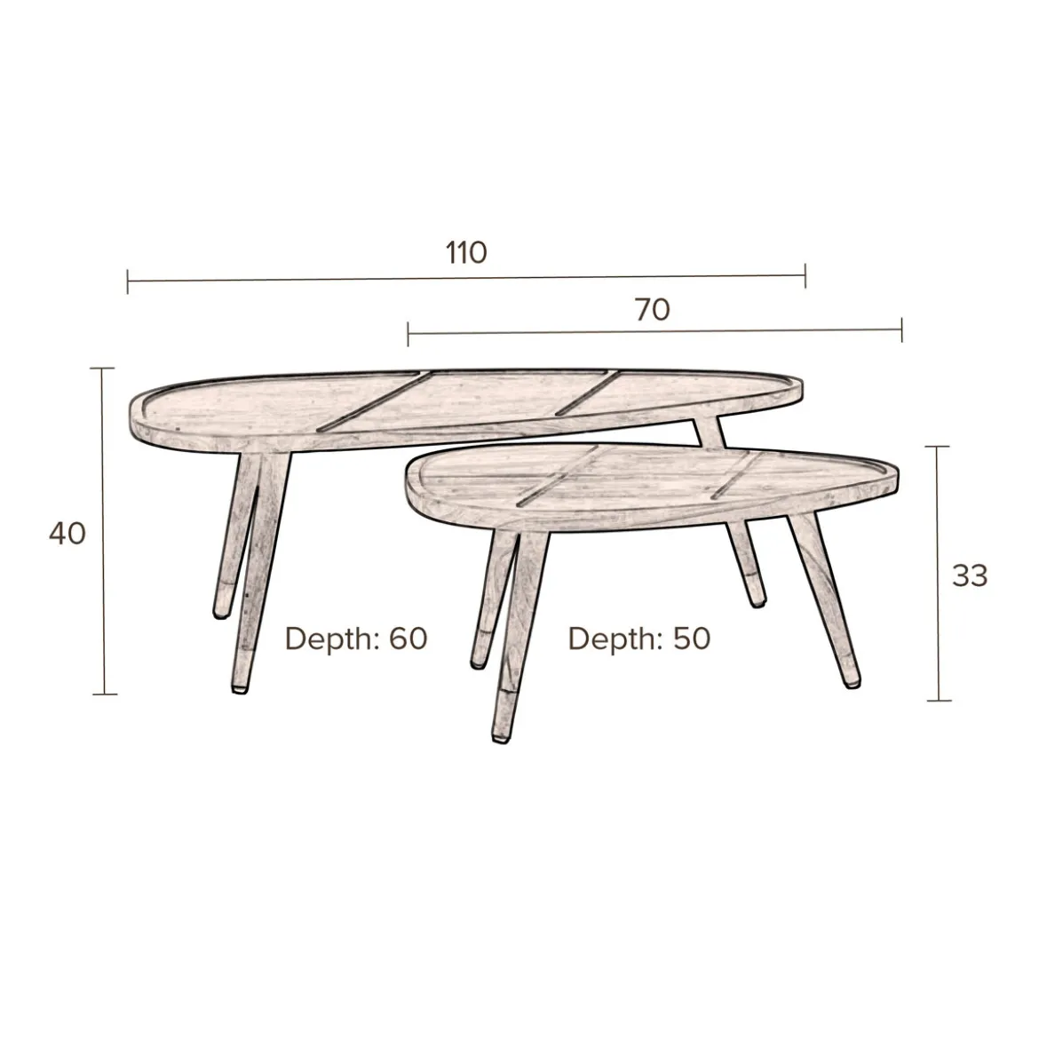 Organische salontafel sheesham hout - Dutchbone Sham