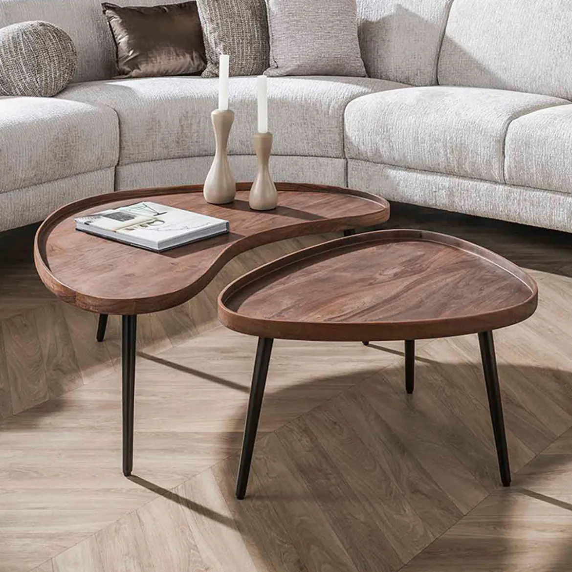 Organische salontafels met metaal frame - Giani Carve