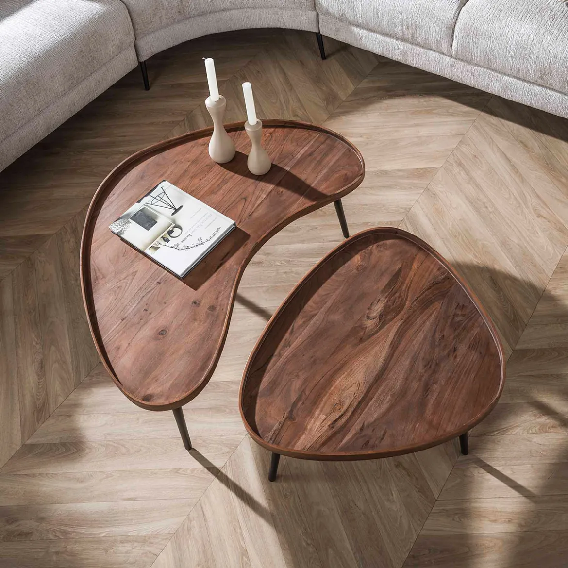 Organische salontafels met metaal frame - Giani Carve