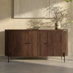 Ovaal dressoir hout met ribbels - Bodio Mirah