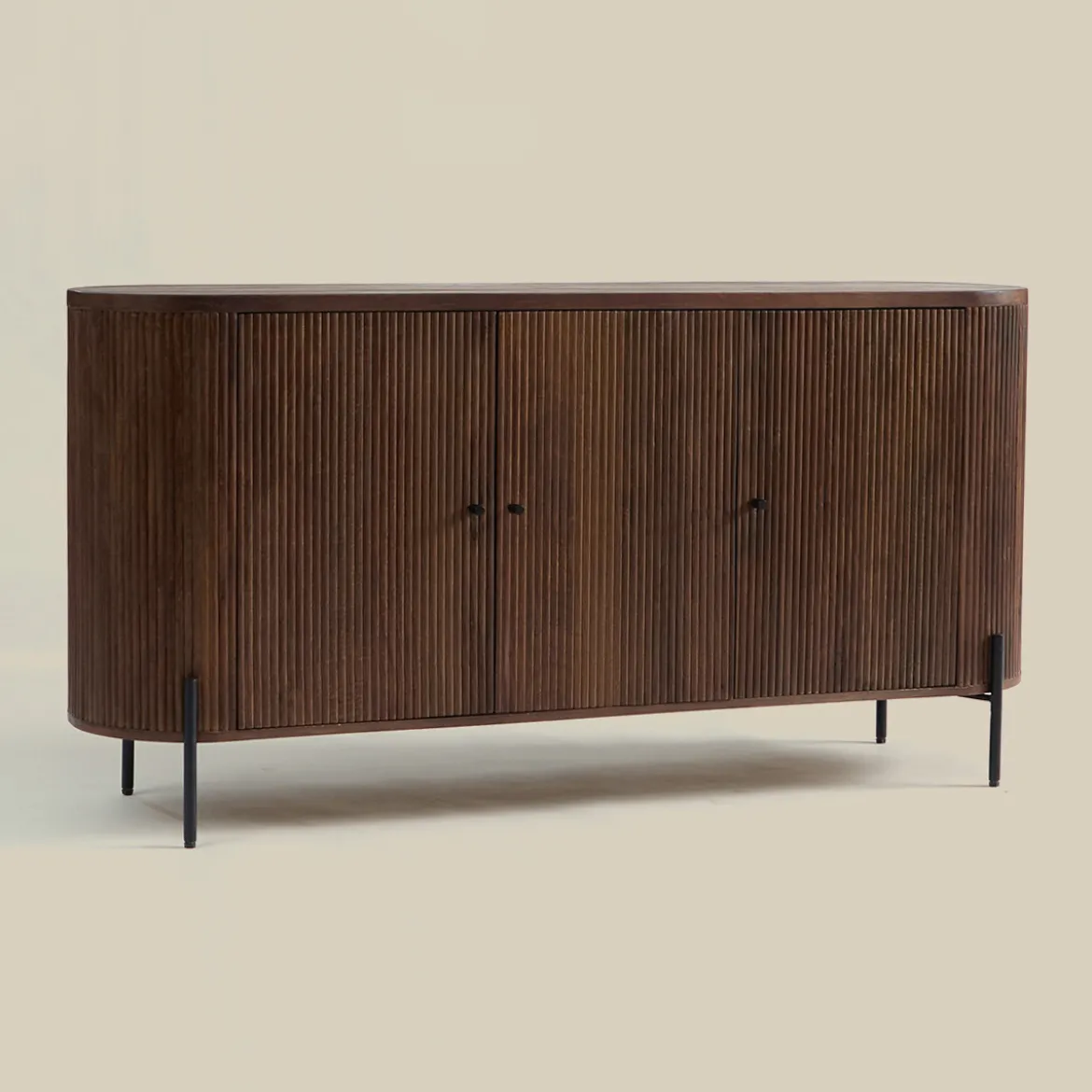 Ovaal dressoir hout met ribbels - Bodio Mirah