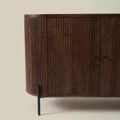 Ovaal dressoir hout met ribbels - Bodio Mirah