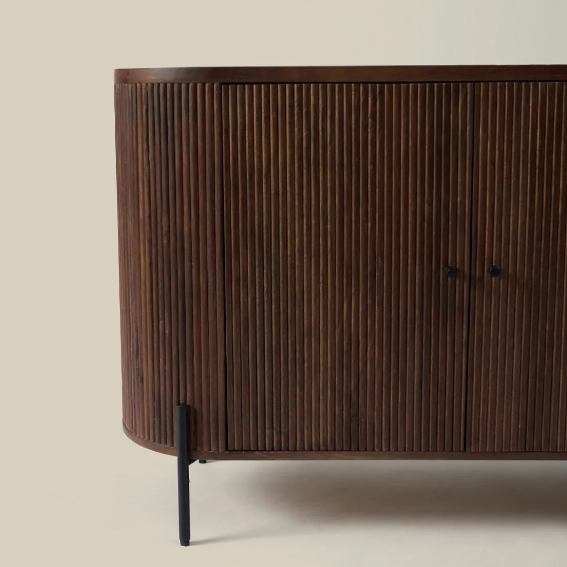 Ovaal dressoir hout met ribbels - Bodio Mirah