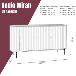 Ovaal dressoir hout met ribbels - Bodio Mirah
