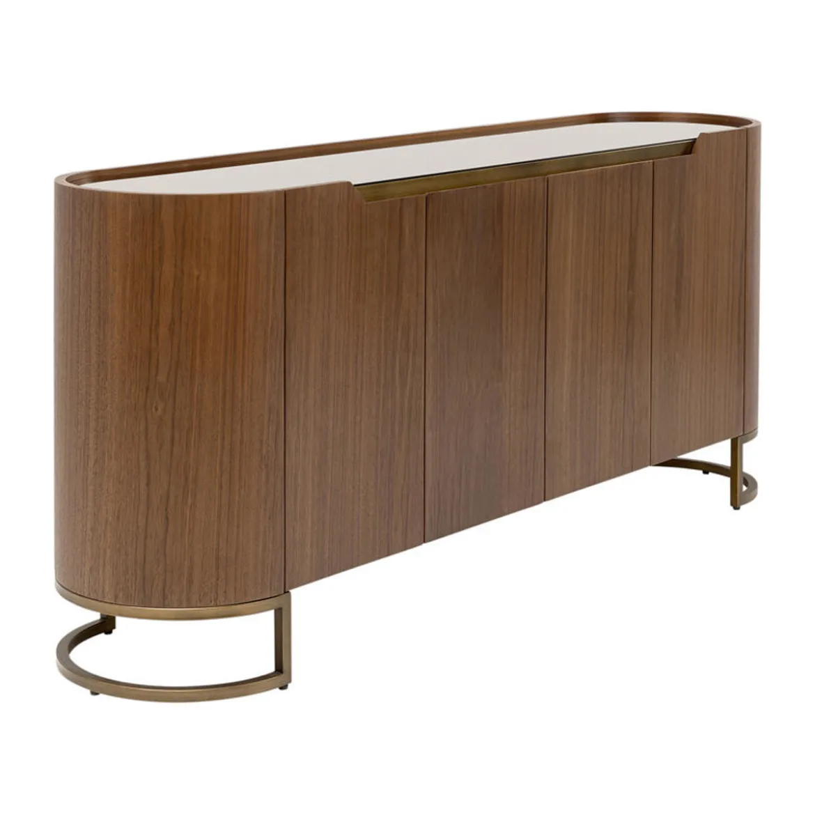 Ovaal dressoir walnoot en messing - Kare Design Giorgio