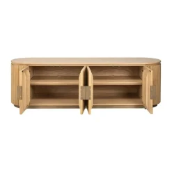 Ovaal tv-meubel eiken met ribbels - Richmond Interiors Belfort