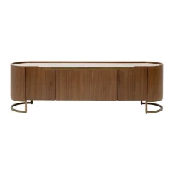 Ovaal tv-meubel walnoot en messing - Kare Design Giorgio