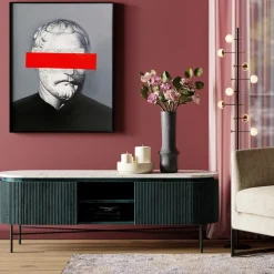 Ovaal tv-meubel zwart met wit marmer - Kare Design Glenn
